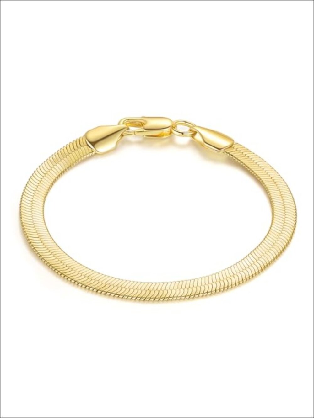 14k Gold Plated Smooth Wide Snake Chain Bracelet Unisex Lobster Clasp